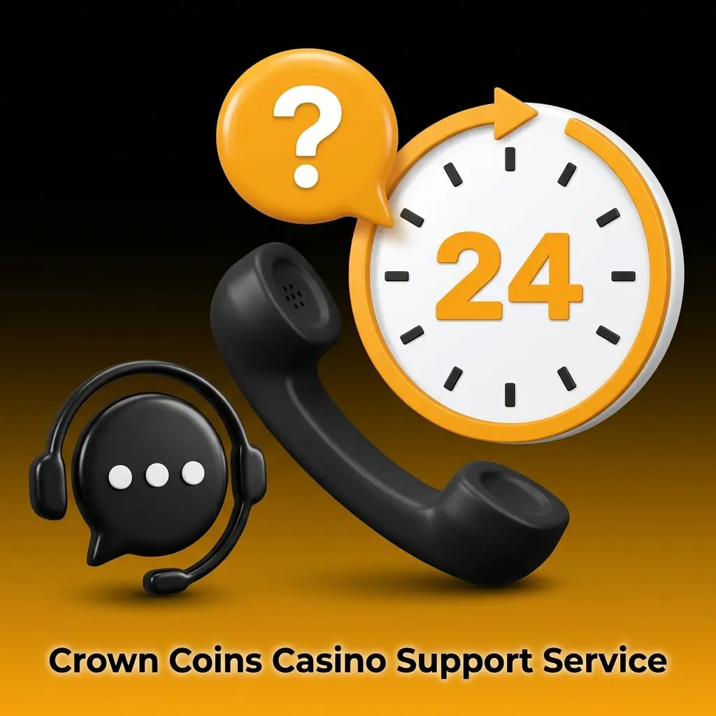 Crown Coins Casino support service interface showing live chat and email contact options for US players
