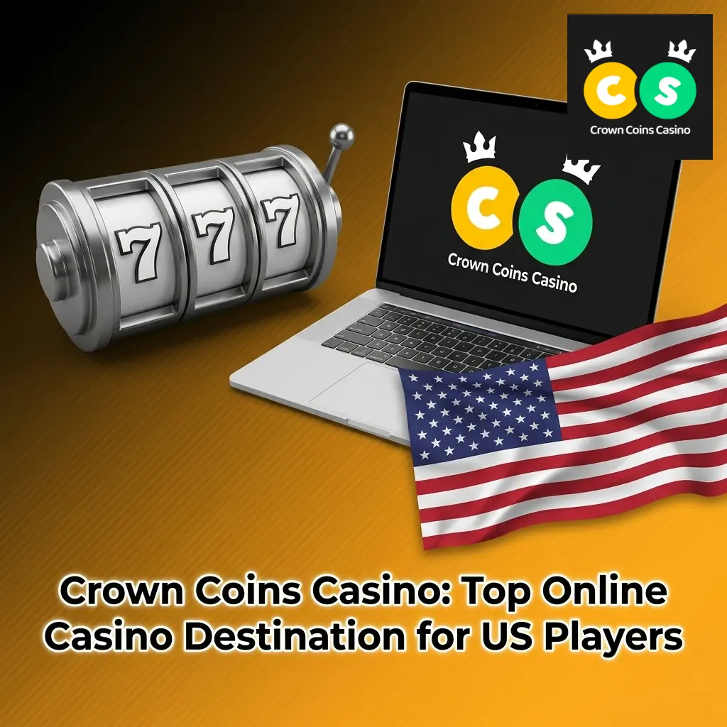 Crown Coins Casino homepage featuring 500+ games, 100,000 Crown Coins welcome bonus, and no deposit required for US players