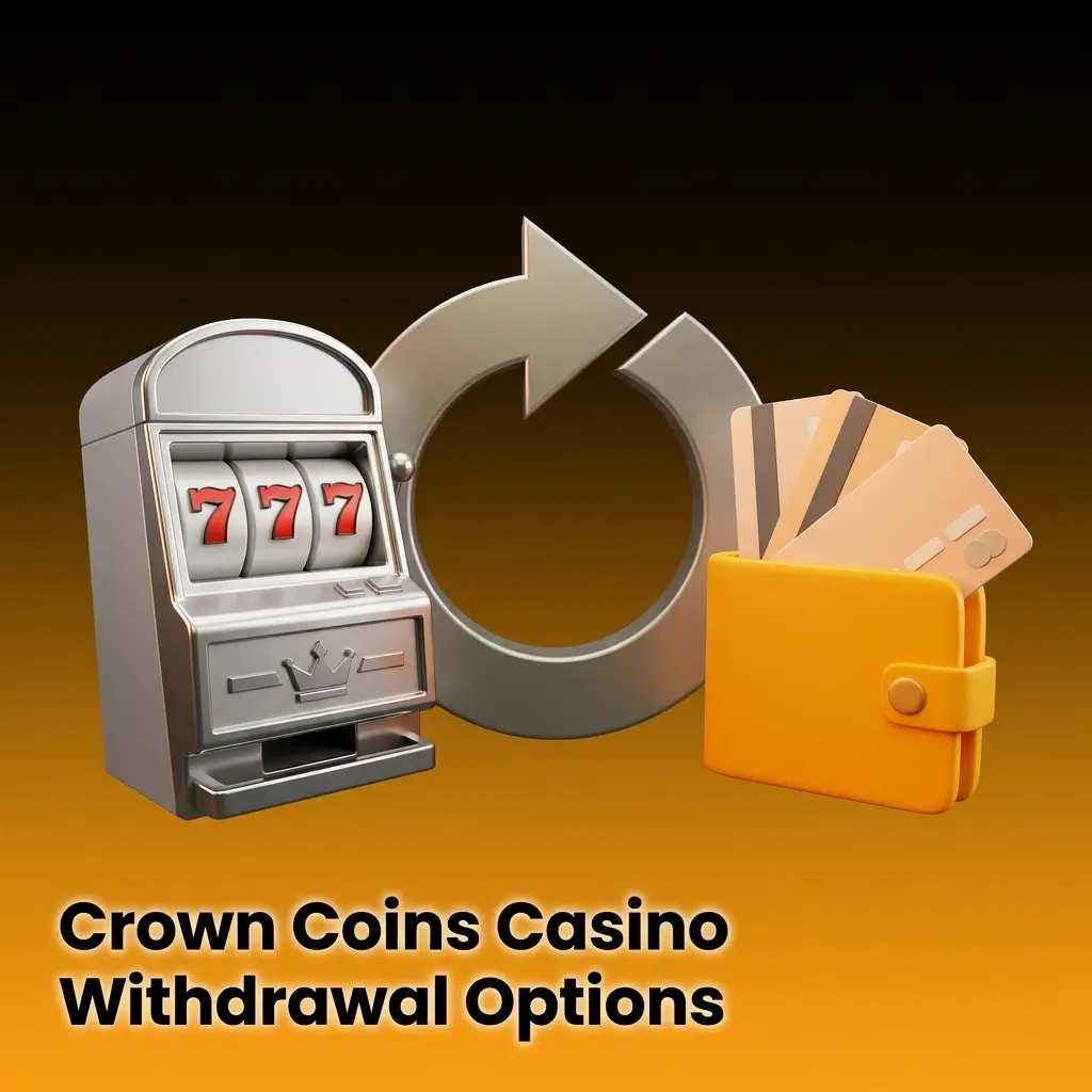 Crown Coins Casino withdrawal options showing Visa, Mastercard, Apple Pay, American Express, and Discover Card methods