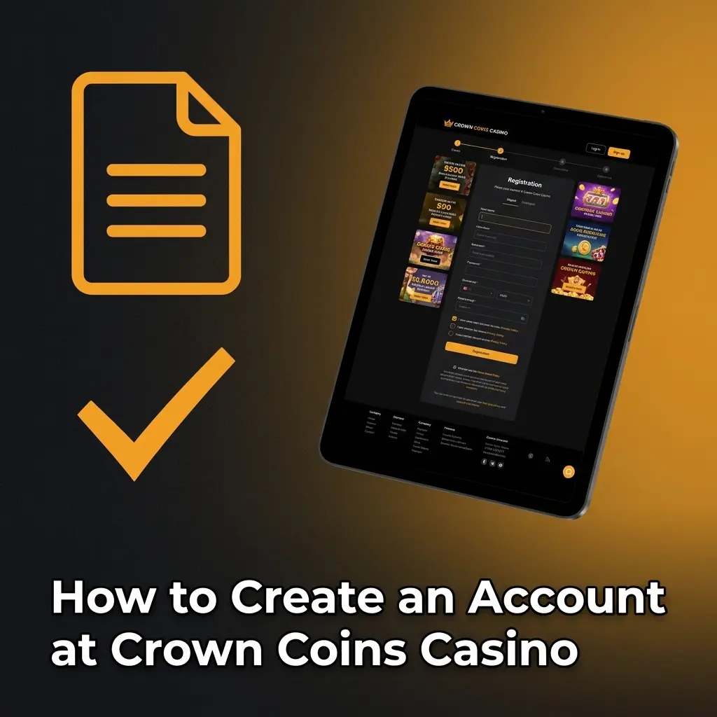 Crown Coins Casino registration form showing sign-up steps to claim 100000 Crown Coins and 2 Sweeps Coins welcome bonus