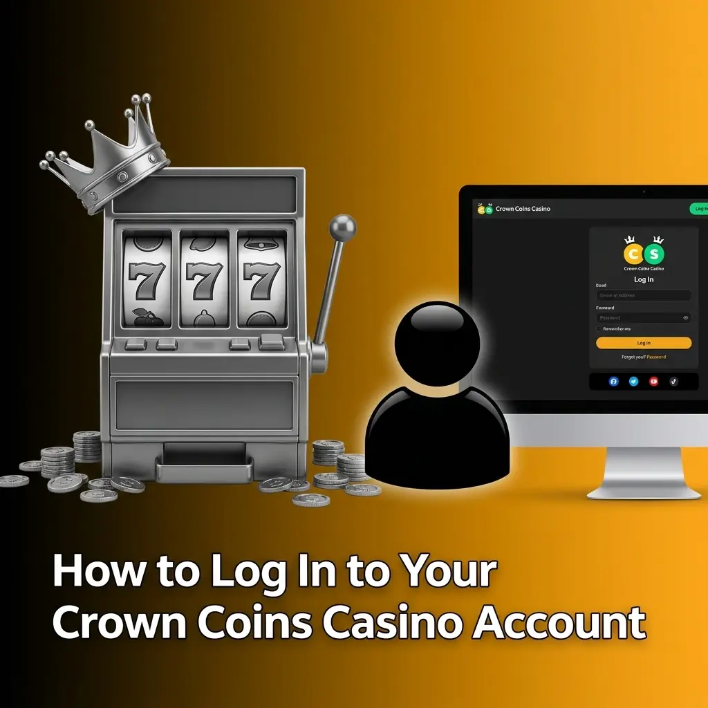 Crown Coins Casino login form screen showing email and password fields with login button access