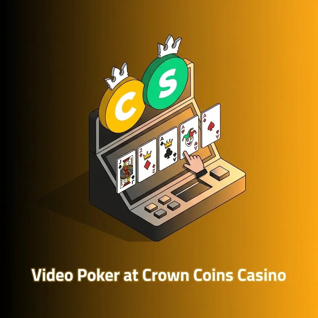 Crown Coins Casino video poker games including Jacks or Better, Deuces Wild, and Double Double Bonus Poker
